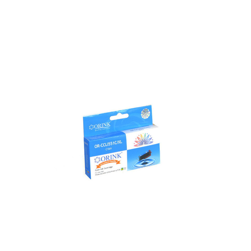ORINK Tusz CLI551XLC do drukarek Canon Pixma MG5450 / 6350 / Pixma iP7250 | Cyan | 12ml. - 1
