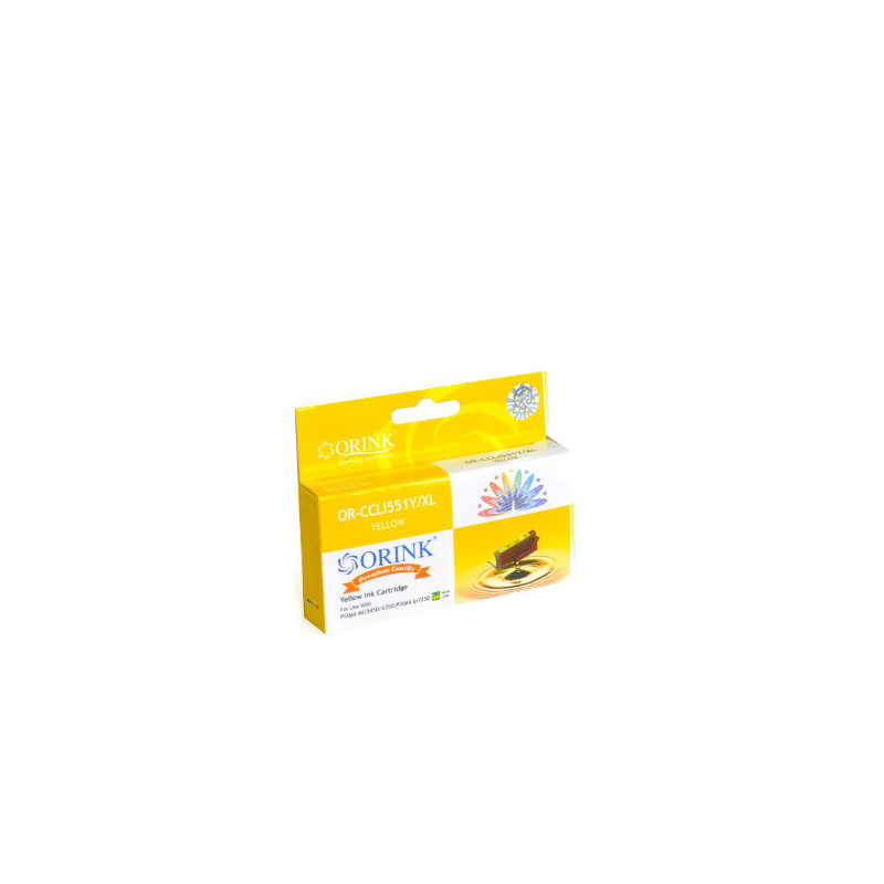 ORINK Tusz CLI551XLY do drukarek Canon Pixma MG5450 / 6350 / Pixma iP7250 | Yellow | 12ml. - 1