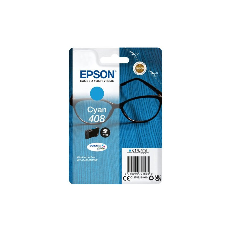 copy of Epson oryginalny ink / tusz C13T09J24010, T09J240, 408, cyan, 14.7ml, Epson WF-C4810DTWF - 1