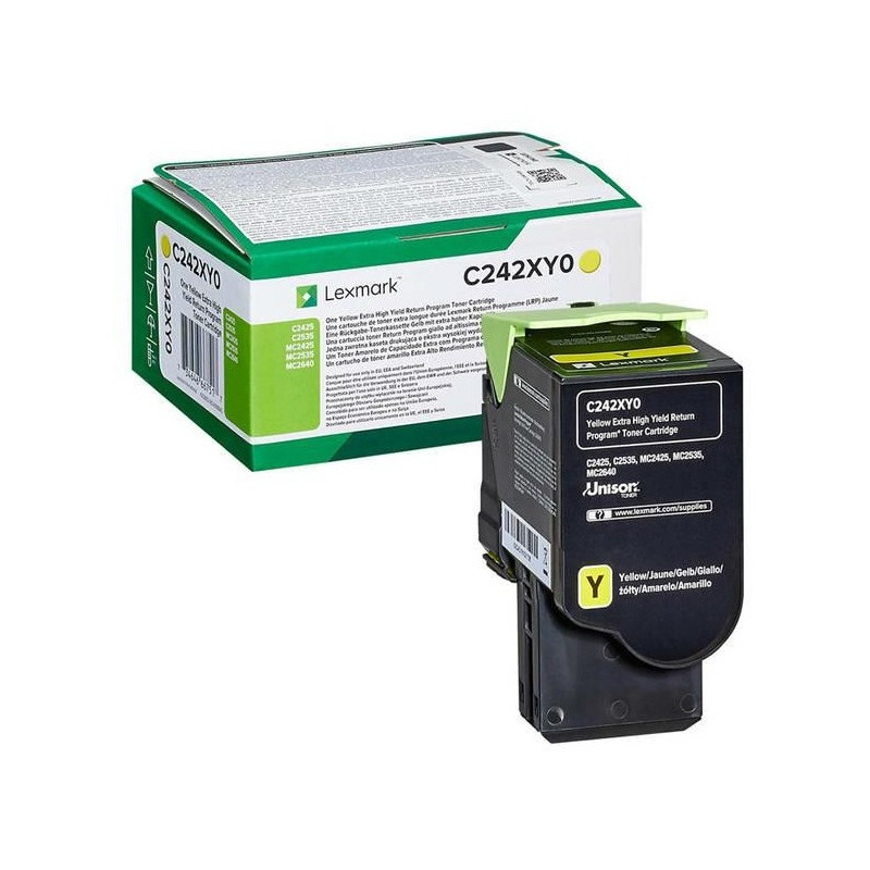 Lexmark oryginalny toner C242XY0, yellow, 3500s, extra duża pojemność, return, Lexmark C2425dw,C2535dw,MC2425adw,MC2535adwe,MC2 