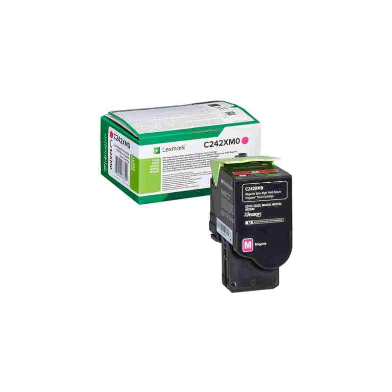 Lexmark oryginalny toner C242XM0, magenta, 3500s, extra duża pojemność, return, Lexmark C2425dw,C2535dw,MC2425adw,MC2535adwe,MC 