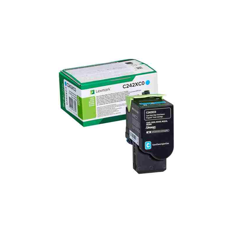 Lexmark oryginalny toner C242XC0, cyan, 3500s, extra duża pojemność, return, Lexmark C2425dw,C2535dw,MC2425adw,MC2535adwe,MC264 
