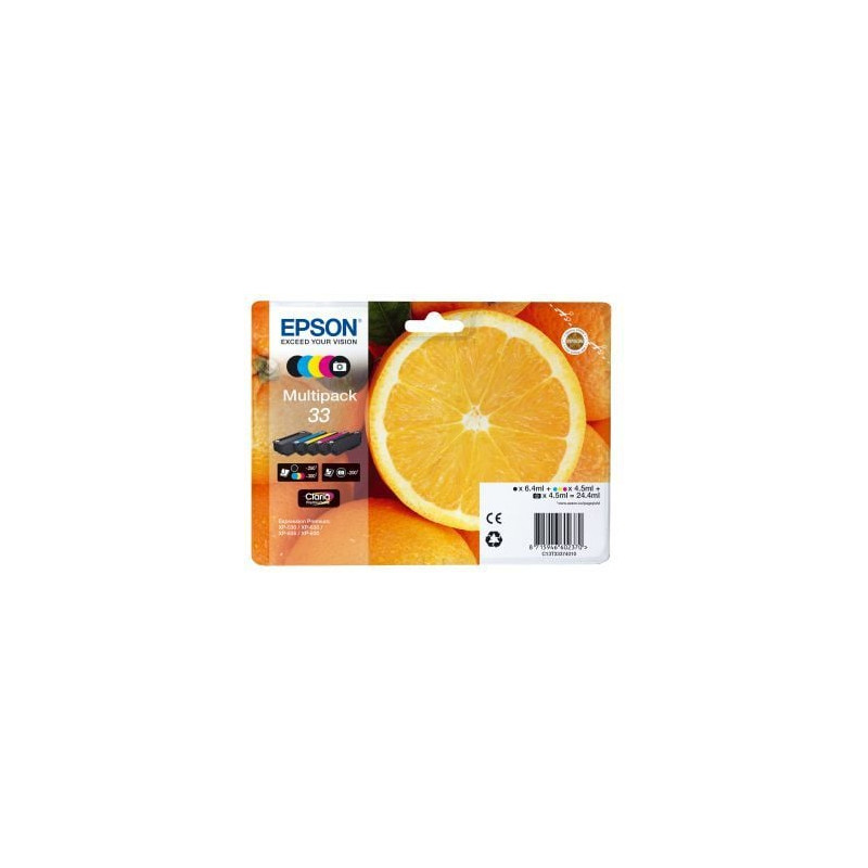 Epson oryginalny ink / tusz C13T33374011, T33, CMYK, 6,4/4x4,5ml, Epson Expression Home a Premium XP-530,630,635,830 - 1