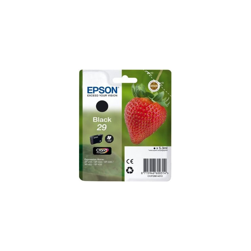 Epson oryginalny ink / tusz C13T29814022, T29, black, 5,3ml, Epson Expression Home XP-235,XP-332,XP-335,XP-432,XP-435 - 1