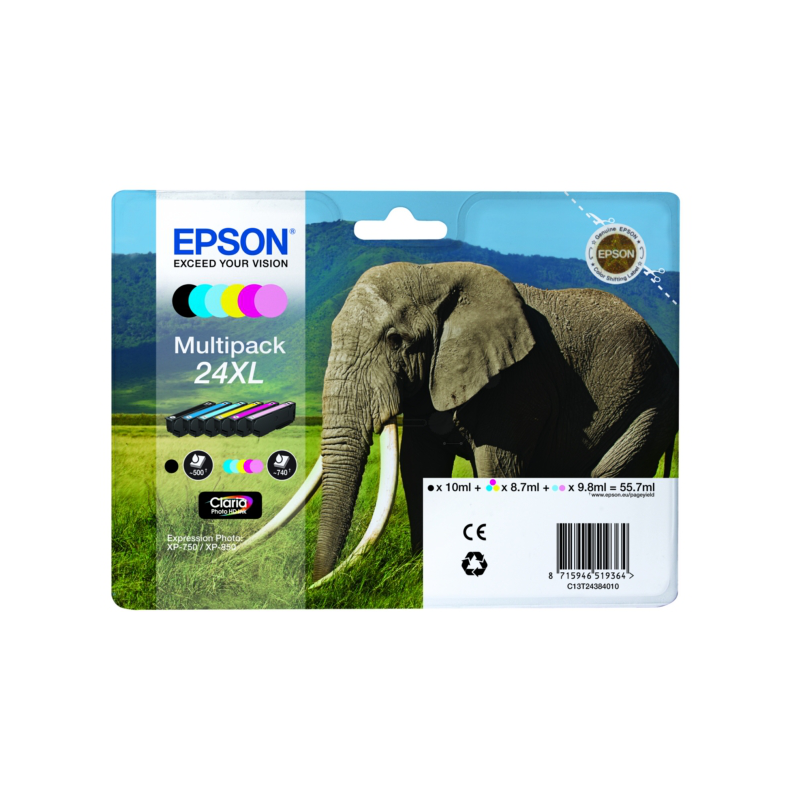Epson oryginalny ink / tusz C13T24384011, T2438, 24XL, CMYK/light C/light M, 3x8,7/2x9,8/10ml, Epson - 1