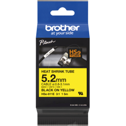 Brother oryginalny taśma do drukarek etykiet, Brother, HSE-611E, czarny druk/żółty podkład, 1.5m, 5.2mm - 1