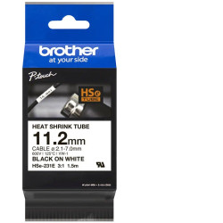 Brother oryginalny taśma do drukarek etykiet, Brother, HSE-231E, czarny druk/biały podkład, 1.5m, 11.2mm - 1