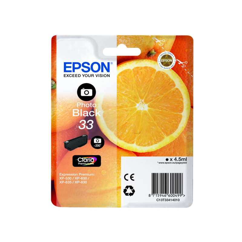 Epson oryginalny ink / tusz C13T33414022, T33, photo black, 4,5ml, Epson Expression Home a Premium XP-530,630,635,830 - 1