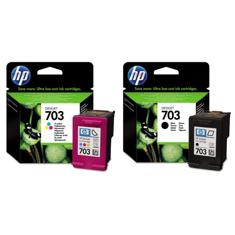 ZESTAW TUSZY HP 703 CZARNY + KOLOR CD887AE i CD888AE - 1