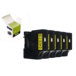 Taśma JetWorld Zamiennik Dymo D1 Czarny na Żółtym 9mm x 7m (5szt.) LM100 , LM120, LM150, LM160, LM200, LM210, LM210D, LM220, LM2