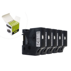 Taśma JetWorld Zamiennik Dymo D1 Czarny na Białym 6mm x 7m (5szt.) LM100, LM100+, LM200, LM300, LM400, LM420P, LM350, LM350D, LM