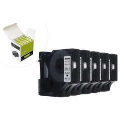 Taśma JetWorld Zamiennik Dymo D1 Czarny na Białym 12mm x 7m (5szt.) LM100, LM100+, LM200, LM300, LM400, LM420P, LM350, LM350D, L