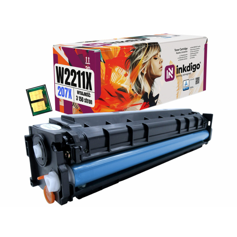 Toner INKDIGO do HP W2211X Cyan CHIP 207X P