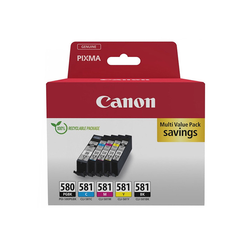 Canon oryginalny ink / tusz PGI-580 PGBK/CLI-581 CMYK, 2078C007, CMYK, blister, 1*11.2 + 4*5.6ml, 5-pack