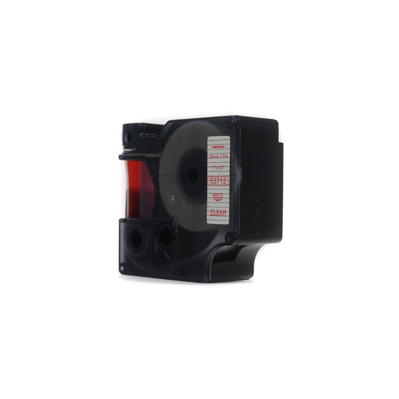 Taśma JetWorld Zamiennik Dymo D1 Czerwony na Przezroczystym, 24mm x 7m (53712)