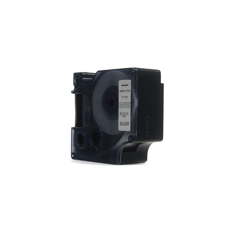 Taśma JetWorld Zamiennik Dymo D1 Czarny na Srebrnym, 24mm x 7m (53722)