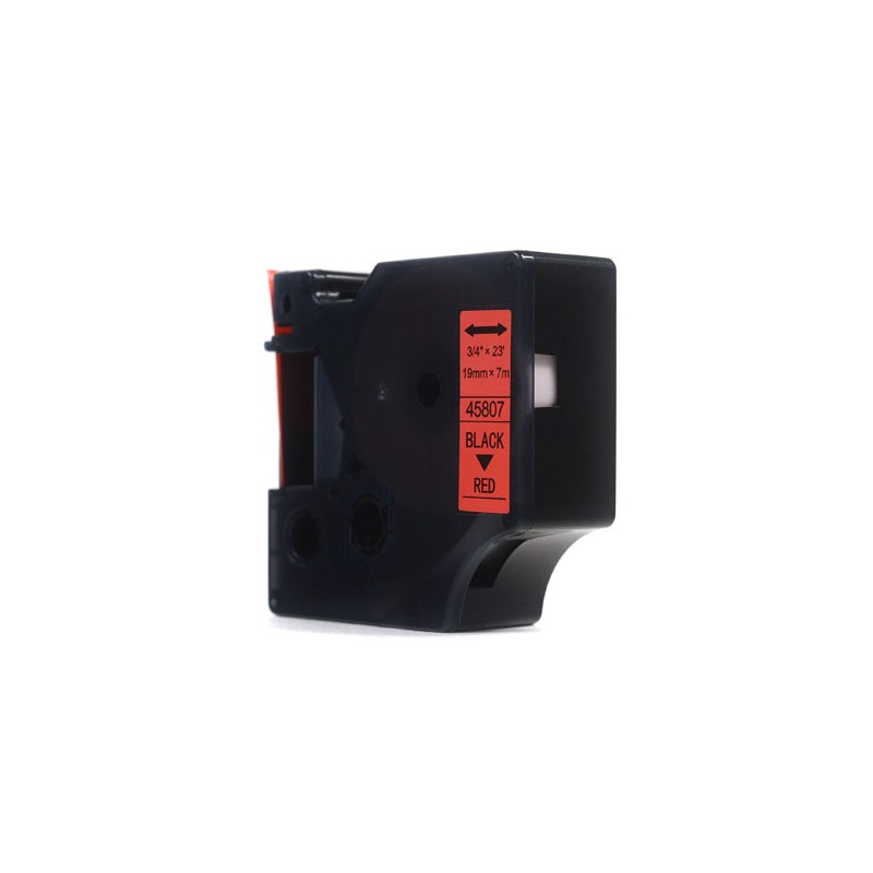 Taśma JetWorld Zamiennik Dymo D1 Czarny na Czerwonym, 19mm x 7m (45807) (S0720870)