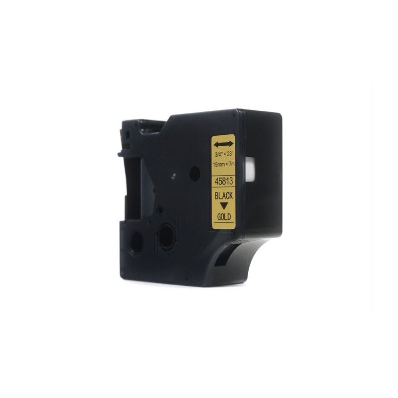 Taśma JetWorld Zamiennik Dymo D1 Czarny na Złotym, 19mm x 7m (45813)