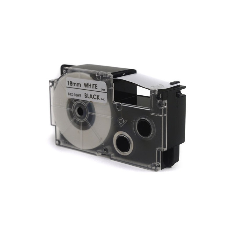 Taśma JetWorld Zamiennik Casio Czarny na Białym 18mm x 8m (PT-18WE1, PT18WE1, XR-18WE1, XR18WE1)