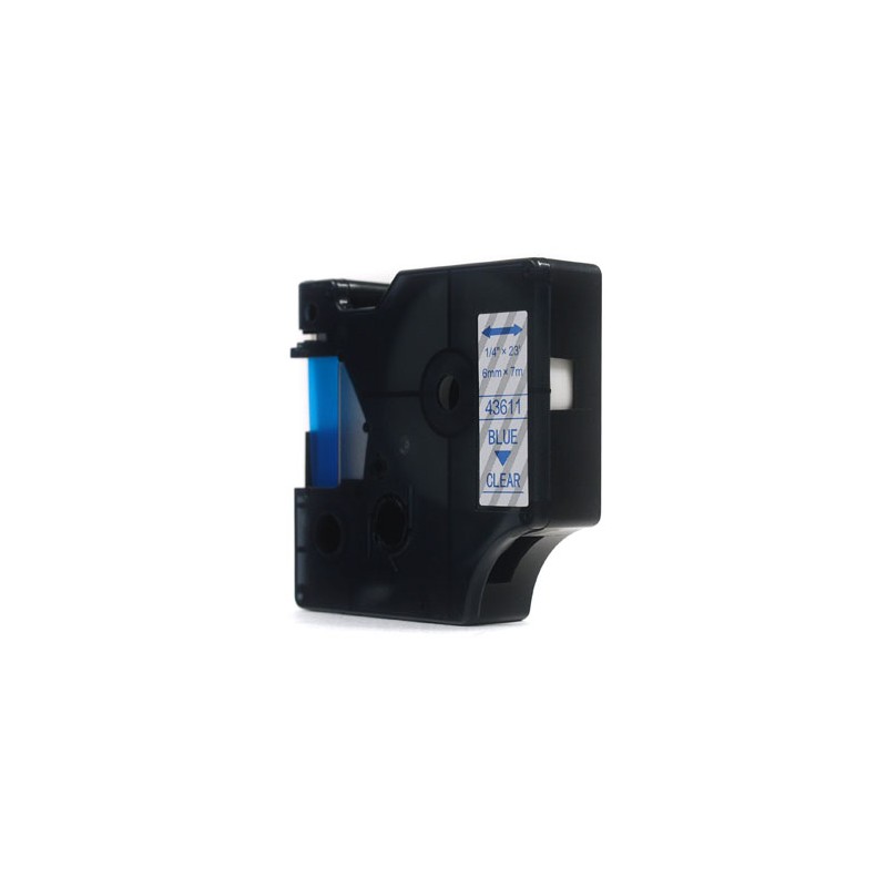 Taśma JetWorld Zamiennik Dymo D1 Niebieski na Przezroczystym 6mm x 7m  LM100, LM100+, LM200, LM300, LM400, LM420P, LM350, LM350D
