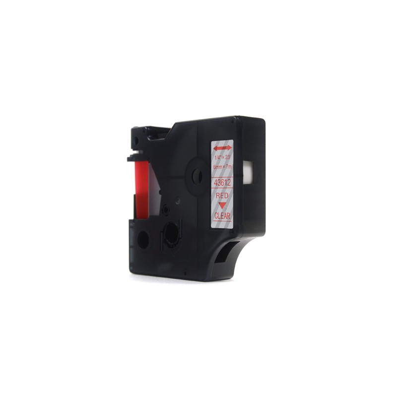Taśma JetWorld Zamiennik Dymo D1 Czerwony na Przezroczystym 6mm x 7m  LM100, LM100+, LM200, LM300, LM400, LM420P, LM350, LM350D,