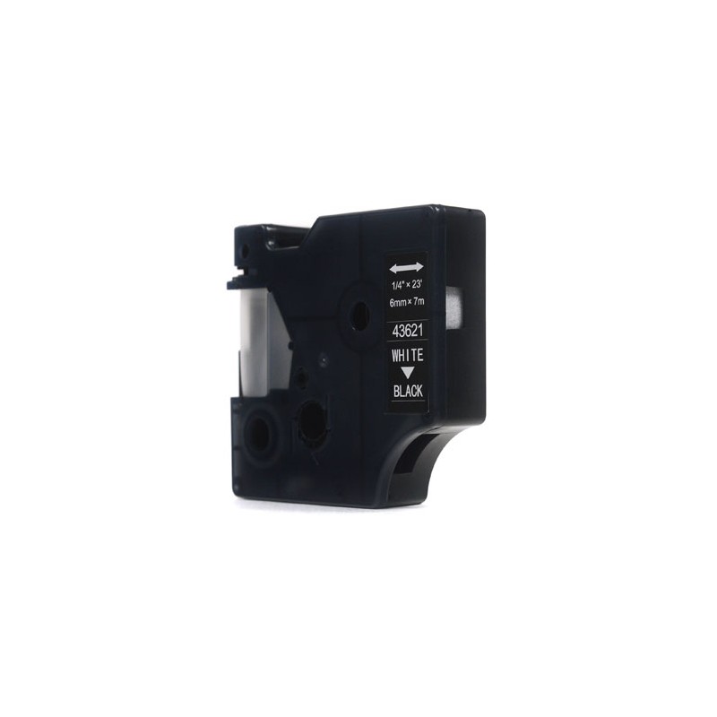 Taśma JetWorld Zamiennik Dymo D1 Biały na Czarnym 6mm x 7m LM100, LM100+, LM200, LM300, LM400, LM420P, LM350, LM350D, LM360D, LM