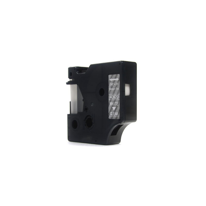 Taśma JetWorld Zamiennik Dymo D1 Biały na Przezroczystym 9mm x 7m  LM100, LM100Plus, LM100Series, LM120P, LM280, LM300, LM350, L