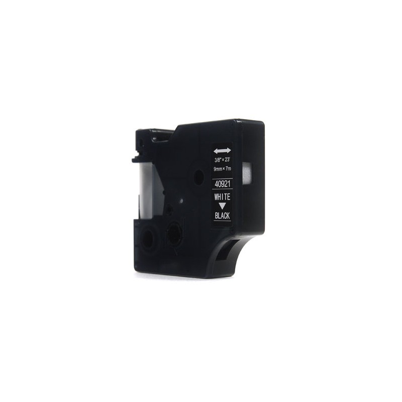Taśma JetWorld Zamiennik Dymo D1 Biały na Czarnym 9mm x 7m  LM100, LM100Plus, LM100Series, LM120P, LM280, LM300, LM350, LM350D, 