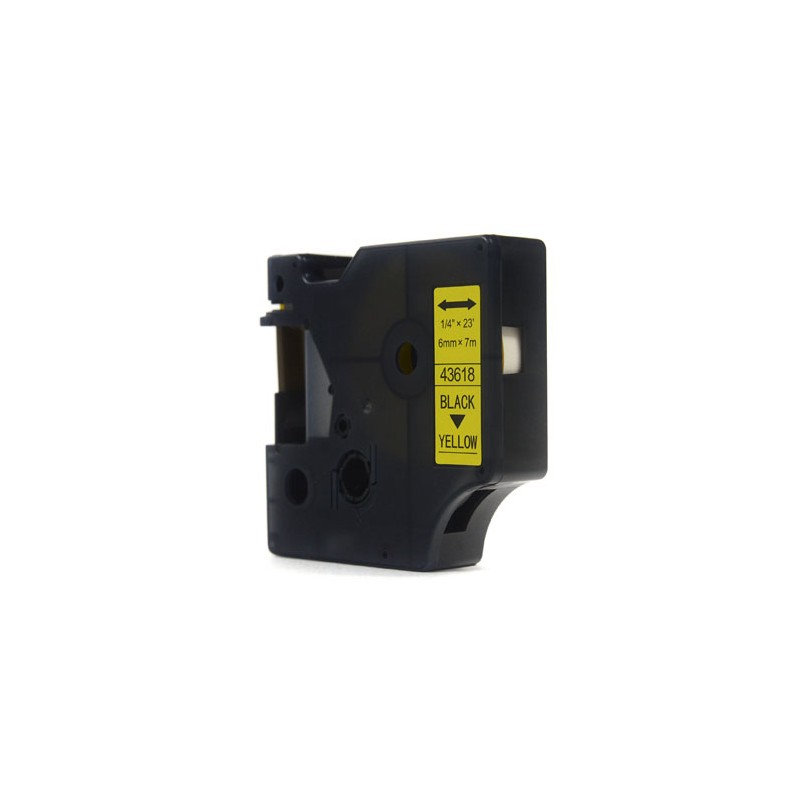 Taśma JetWorld Zamiennik Dymo D1 Czarny na Żółtym 6mm x 7m LM100, LM100+, LM200, LM300, LM400, LM420P, LM350, LM350D, LM360D, LM