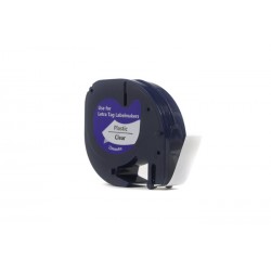 Taśma JetWorld Zamiennik Dymo LabelWriter Czarny na Przezroczystym, 12mm x 4m LetraTag LT100H, LT100T, LT100, QX50, XR (12267, 1