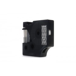 Taśma JetWorld Zamiennik Dymo D1 Biały na Przezroczystym 12mm x 7m LM100, LM100+, LM200, LM300, LM400, LM420P, LM350, LM350D, LM