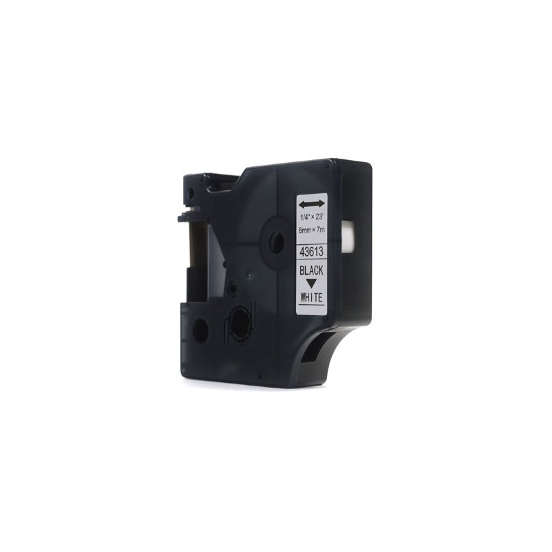 Taśma JetWorld Zamiennik Dymo D1 Czarny na Białym 6mm x 7m  LM100, LM100+, LM200, LM300, LM400, LM420P, LM350, LM350D, LM360D, L