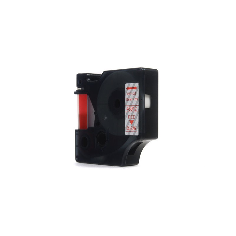 Taśma JetWorld Zamiennik Dymo D1 Czerwony na Przezroczystym 12mm x 7m LM100, LM100+, LM200, LM300, LM400, LM420P, LM350, LM350D,