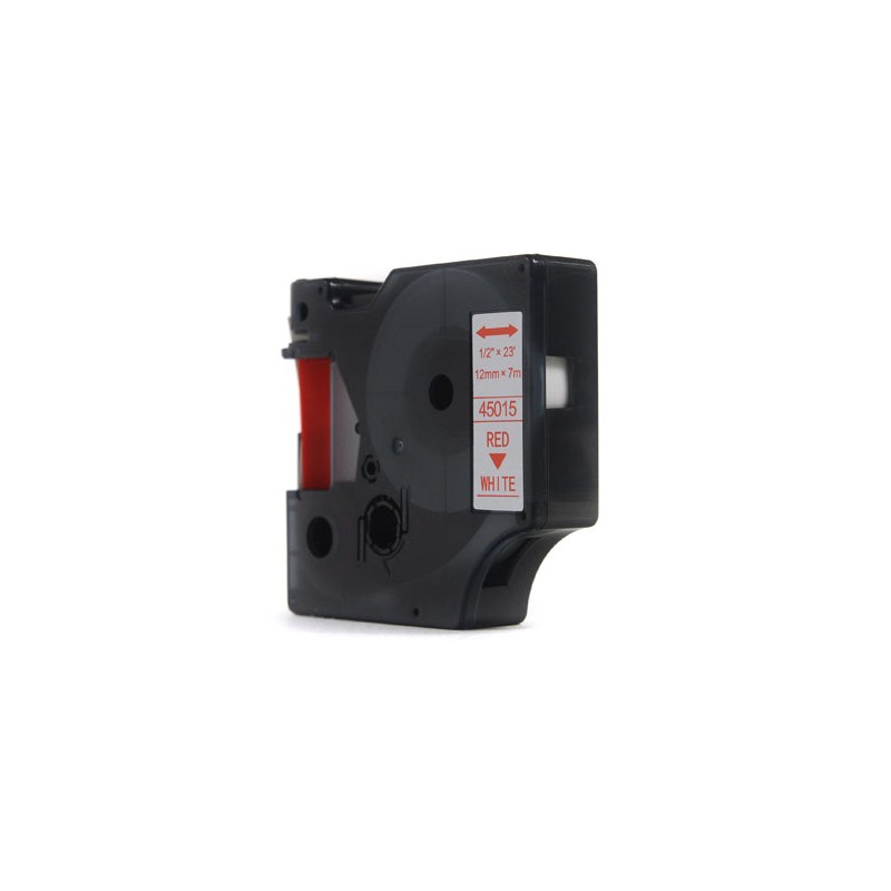 Taśma JetWorld Zamiennik Dymo D1 Czerwony na Białym 12mm x 7m LM100, LM100+, LM200, LM300, LM400, LM420P, LM350, LM350D, LM360D,