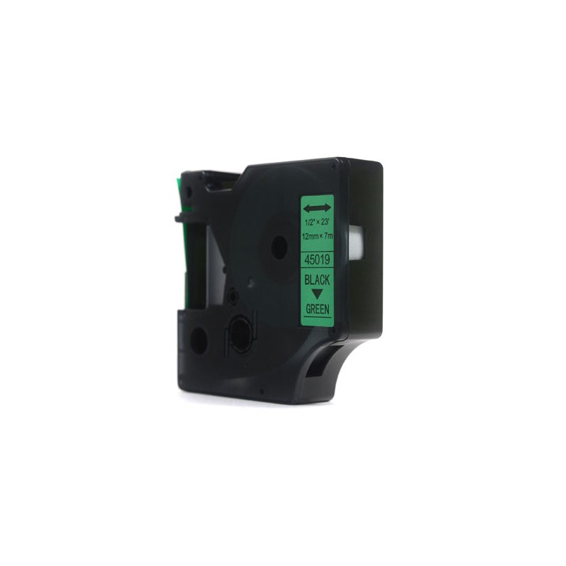 Taśma JetWorld Zamiennik Dymo D1 Czarny na Zielonym 12mm x 7m LM100, LM100+, LM200, LM300, LM400, LM420P, LM350, LM350D, LM360D,