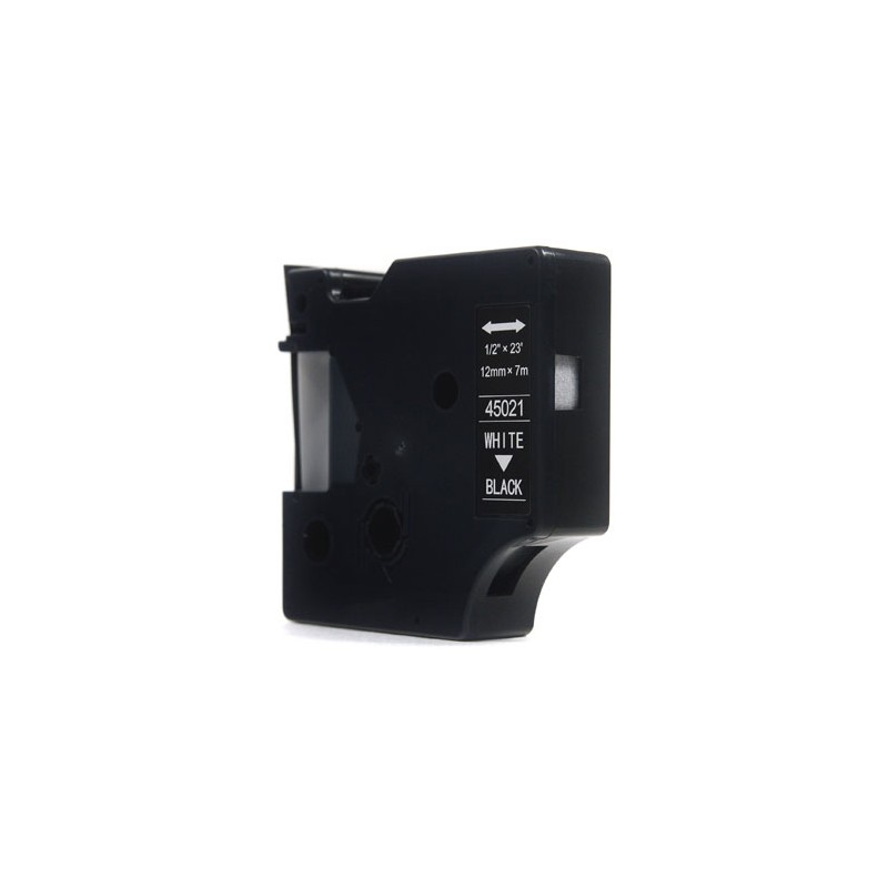 Taśma JetWorld Zamiennik Dymo D1 Biały na Czarnym 12mm x 7m LM100, LM100+, LM200, LM300, LM400, LM420P, LM350, LM350D, LM360D, L
