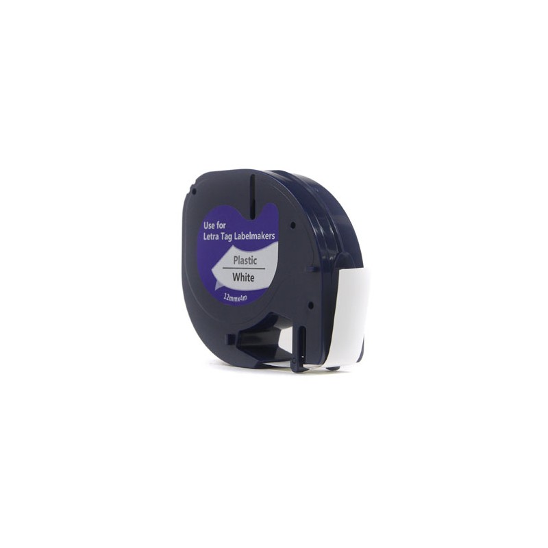 Taśma JetWorld Zamiennik Dymo LetraTag Czarny na Białym, 12mm x 4m (59422, 91201, 91331, 91221) (S0721560, S0721610)