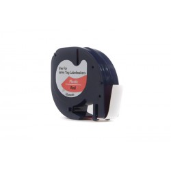 Taśma JetWorld Zamiennik Dymo LetraTag Czarny na Czerwonym, 12mm x 4m (59424, 91203, 91333, 91223) (S0721580, S0721630)