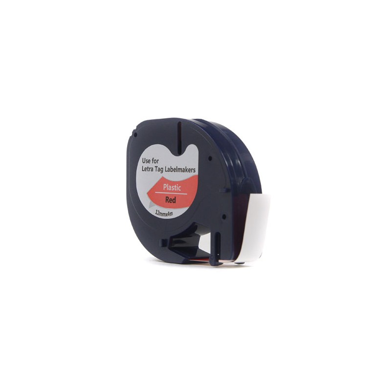 Taśma JetWorld Zamiennik Dymo LetraTag Czarny na Czerwonym, 12mm x 4m (59424, 91203, 91333, 91223) (S0721580, S0721630)