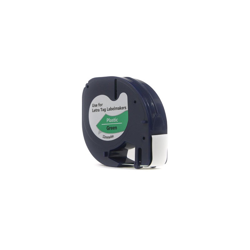 Taśma JetWorld Zamiennik Dymo LetraTag Czarny na Zielonym, 12mm x 4m (59425, 91204, 91334, 91224) (S0721590, S0721640)