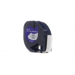 Taśma (papierowa) JetWorld Zamiennik Dymo LetraTag Czarny na Białym, 12mm x 4m (59421, 91200, 91330, 91220) (S0721500, S0721510)